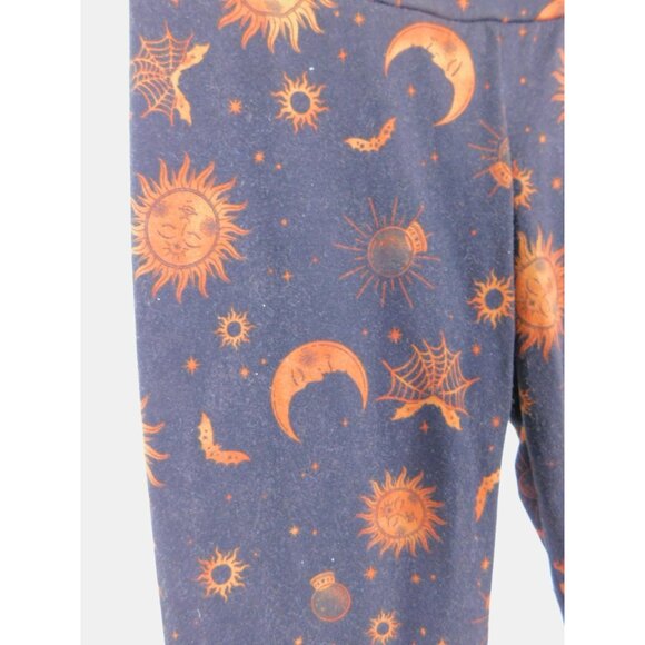 No Boundaries Leggings Womens Medium Navy Orange Halloween Celestial Print Bats - Picture 4 of 11